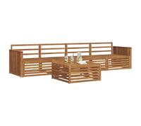 Goldonion Ensemble de canapés d'extérieur 5 pièces naturel | Salon de jardin, meuble d'extérieur, ensemble complet avec coussins
