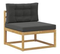 Goldonion Ensemble de canapés d'extérieur 8 pièces blanc et anthracite | Bois d'acacia massif, design modulaire, 7 places, table et pouf inclus