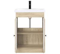 Goldonion Ensemble de meubles de salle de bain en chêne Sonoma 78,5 x 37,5 | Armoire en bois ingénierie, armoire avec portes à charnières, étagères en bois, design moderne