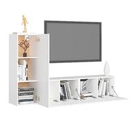 Goldonion Ensemble de meubles pour TV 3 pièces, blanc, bois multicouche | Fixation murale, facile à nettoyer, assemblage requis, 1 x 30 x 30 x 90 cm + 2 x 60 x 30 x 30 cm