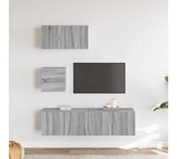 Goldonion Ensemble de meubles pour TV 4 pièces gris Sonoma bois multicouche | Design mural, grand espace de rangement, 3 grands + 1 petit, 60 x 30 x 30 cm