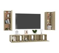 Goldonion Ensemble de meubles TV 5 pièces chêne Sonoma bois multicouche | 3 unités L 60 x 30 x 30 cm, 2 unités M 30,5 x 30 x 90 cm, montage mural, nettoyage facile