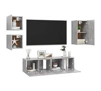 Goldonion Ensemble meuble TV 5 pièces gris béton bois multicouche | Fixation murale, armoires HiFi, facile à nettoyer, assemblage requis