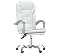 Goldonion Fauteuil de bureau inclinable blanc en similicuir | Pivotant à 360°, dossier réglable, repose-pieds inclus, structure en métal, capacité 110 kg