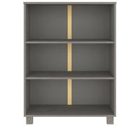 Goldonion HAMAR Bibliothèque en bois massif de pin gris clair 85 x 35 x 112 | 3 étagères, MDF, assemblage requis, dispositif de fixation murale inclus