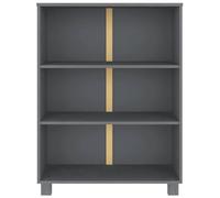Goldonion HAMAR Bibliothèque gris foncé 85 x 35 x 112 cm | 3 étagères, bois massif de pin et MDF, assemblage requis, fixation murale incluse