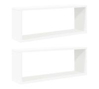 Goldonion Lot de 2 étagères murales cubiques blanches 60 x 15 x 23 cm Bois | Montage invisible, capacité 40 kg, pour livres et objets de collection