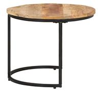 Goldonion Lot de 2 tables basses empilables en bois de manguier brut | Lot de 2, finition naturelle, 50 x 40 cm et 40 x 34 cm, faciles à nettoyer, pour salon