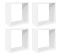 Goldonion Lot de 4 étagères murales cubiques blanches 30 x 15 x 30 cm | Bois multicouche, facile à nettoyer, pour salon et chambre à coucher