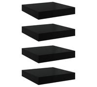 Goldonion Lot de 4 étagères murales noires brillantes 23 x 23,5 x 3,8 cm | MDF nid d'abeille, structure en métal, montage invisible, capacité 5 kg par étagère