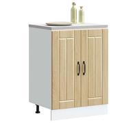 Goldonion Meuble base évier Lucca chêne Sonoma 60 x 46 x 81,5 cm | Panneau de particules résistant, portes pratiques, pieds réglables, charge max 70 kg, cuisine