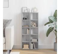 Goldonion Meuble porte-CD 2 pièces gris sonoma 21 x 16 x 93,5 cm | 5 compartiments pour CD, DVD, Blu-ray, bois contreplaqué, style moderne, fixation murale incluse