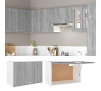 Goldonion Meuble suspendu Lyon gris sonoma 60 x 31 x 40 cm | Bois multiplaqué, porte rabattable, capacité 60 kg, assemblage requis