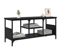 Goldonion Meuble TV chêne noir 100 x 35 x 45 cm | Bois d'ingénierie, détails en fer noir, style rustique, étagères pour organiser des objets