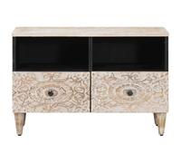 Goldonion Meuble TV en bois de manguier massif 70 x 33,5 x 46 cm | Design rectangulaire élégant, meuble de salon, support TV, chaud et
