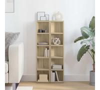 Goldonion Mobili Porte CD 2 pièces Chêne Sonoma 21 x 16 x 93,5 cm Bois | Design peu encombrant, 5 compartiments pour 80 CD chacun, fixation murale incluse, convient pour DVD et Blu-ray