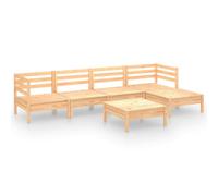 Goldonion Salon de jardin 6 pièces en bois massif de pin | Design modulaire, résistant aux agents atmosphériques, 2 canapés d'angle, 2 centraux, 2 repose-pieds, 110 kg par siège