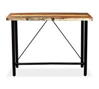 Goldonion Set de bar 7 pièces en bois massif récupération | Pieds en acier, style industriel, table basse et tabourets pour maison, bar, restaurant