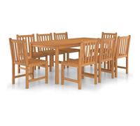 Goldonion Set de repas en teck, 9 pièces, 180 x 90 cm | Bois massif résistant, finition eau, utilisation intérieure et extérieure, table avec 8 chaises