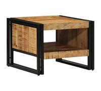 Goldonion Table basse 50 x 50 x 38 cm en bois massif de manguier brut | Cadre en fer, plateau stable, facile à nettoyer, utilisation comme table d'appoint ou de canapé