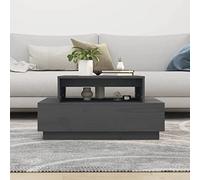 Goldonion Table basse gris 80 x 55 x 40,5 cm en bois massif de pin | Cadre stable, grand espace de rangement, plateau spacieux, montage facile