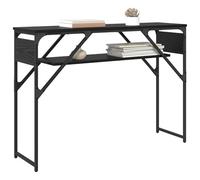 Goldonion Table console chêne noir 105 x 30 x 75 cm bois multicouche | 2 étagères, structure métallique vernie par poudre, pieds carrés en acier, style industriel