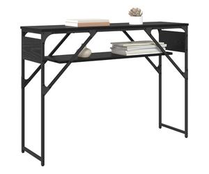 Goldonion Table console chêne noir 105 x 30 x 75 cm bois multicouche | 2 étagères, structure métallique vernie par poudre, pieds carrés en acier, style industriel