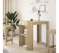 Goldonion Table de bar chêne Sonoma 102 x 70 x 103,5 cm aggloméré | 2 étagères et 1 tiroir, capacité de charge 80 kg, entretien facile, pour cuisine et salon