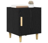 Goldonion Table de chevet chêne noir, 40 x 40 x 50 cm, bois multicouche | Fixation murale anti-basculement, pieds effilés en métal, grand espace de rangement, entretien facile
