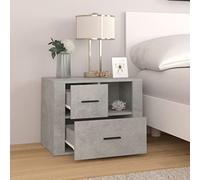 Goldonion Table de chevet gris béton 60 x 36 x 45 cm bois multicouche | 2 tiroirs, 1 compartiment, plateau robuste, facile à nettoyer, tiroir supérieur à installer à gauche ou à droite
