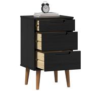 Goldonion Table de chevet Molde noire 40 x 35 x 65 cm en bois de pin 3 | Design scandinave, finition peinture UV, poignées encastrables, fixation murale incluse