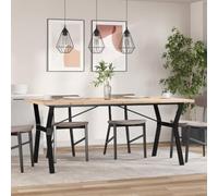 Goldonion Table de salle à manger, cadre en Y, 180 x 90 x 75,5 cm, bois de | Bois de pin massif non traité, structure en acier revêtu par pulvérisation, plateau robuste pour aliments et boissons