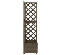 Goldonion Treillis d'angle gris 40 x 40 x 150 cm en épicéa massif | Jardinière incluse, support pour rampes, convient pour jardin et patio, assemblage requis