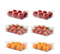 GoldonWal 6 Bacs Organiseur Frigo Transparent Empilables avec Poignées | sans BPA, design transparent, doubles poignées, gain de place, pliables, pour cuisine garde-manger congélateur salle de bain