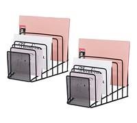 GoldOrcle Lot de 2 organiseurs de fichiers à plusieurs niveaux inclinés en maille métallique - 7 sections - Noir