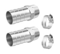 Goldpea Lot de 2 raccords cannelés en acier inoxydable 304 2,5 cm x 1,27 cm NPT mâle avec 2 colliers de serrage