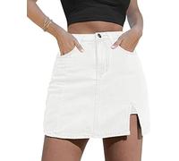 GOLDPKF Demi-Jupe Vintage pour Femme Demi-Jupe Fendue Printemps et Automne Taille Haute Hanche Jupe A-Line Jupe Courte Femme Eté Blanc Petit