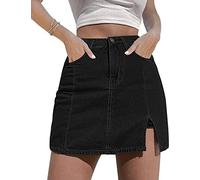 GOLDPKF Denim Half Skirt Spring Summer High Waist Short Skirt Hip Skirt Vintage A-Line Skirt Summer Black Large