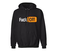 GOLDROAST Fuck Off Hoody Unisex Ptinted Hoodies Long Sleeve Men's Hooded with Pocket Black XL