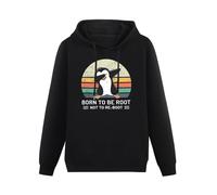 GOLDROAST Penguins Born to Be Root Not to Reboot Vintage Hoody Unisex Long Sleeve Hooded with Pocket Black XL
