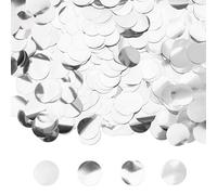 GoldRock Confettis à paillettes ronds argentés - 50 g - Petits confettis argentés - 1,5 cm - Décoration de table argentée - Canon à confettis - Pour anniversaire, mariage, carnaval, noces d'argent,