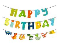 GoldRock Dino Happy Birthday Guirlande dinosaure Décoration d'anniversaire Dino Bannière d'anniversaire Dinosaure Happy Birthday Bannière Enfants Dinosaure Thème Party Décorations