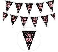 GoldRock Guirlande de 60 ans pour femme - Or rose - Décoration pour 60 ans - Bannière décorative - Guirlande de fanions - Décoration pour 60e anniversaire - Bannière d'anniversaire 60 ans - Décoration