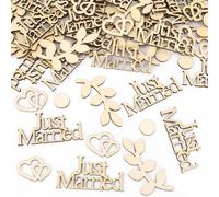 GoldRock Just Married - Lot de 100 confettis de table de mariage - 1,5 à 6,3 cm - En forme de cœur - Décoration de mariage - Vintage