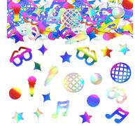 GoldRock Lot de 100 boules à facettes multicolores - Décoration de fête disco - Étoile à paillettes - Décoration de table - Boule disco rétro - Notes de musique - Pour les années 70, 80, 90, carnaval