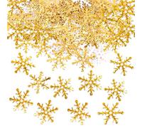 GoldRock Lot de 100 Confettis à Paillettes - Flocons de Neige Dorés - Décoration de Table de Noël et d'Hiver - Confettis à Disperser