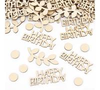 GoldRock Lot de 100 confettis en bois Happy Birthday - Décoration de table d'anniversaire - Grands 1,5 à 6,3 cm - Décoration d'anniversaire - Pour homme et femme