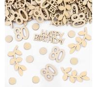 GoldRock Lot de 100 Confettis en Bois pour 80e Anniversaire - 1,5 à 6,3 cm - Décoration de Table pour 80 Ans