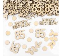 GoldRock Lot de 100 confettis en bois pour 85e anniversaire - 1,5 à 6,5 cm - Décoration 85 ans - Pour homme et femme - Décoration de table 85 ans - Décoration de table 85 ans