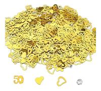 GoldRock Lot de 1000 confettis en forme de cœur pour 50e anniversaire - Décoration de table pour homme et femme - Décoration à disperser pour mariage d'or et 50e anniversaire